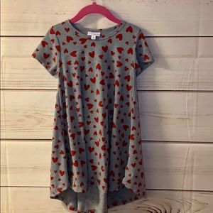 LuLaRoe Scarlett sz 4 heather gray with red hearts